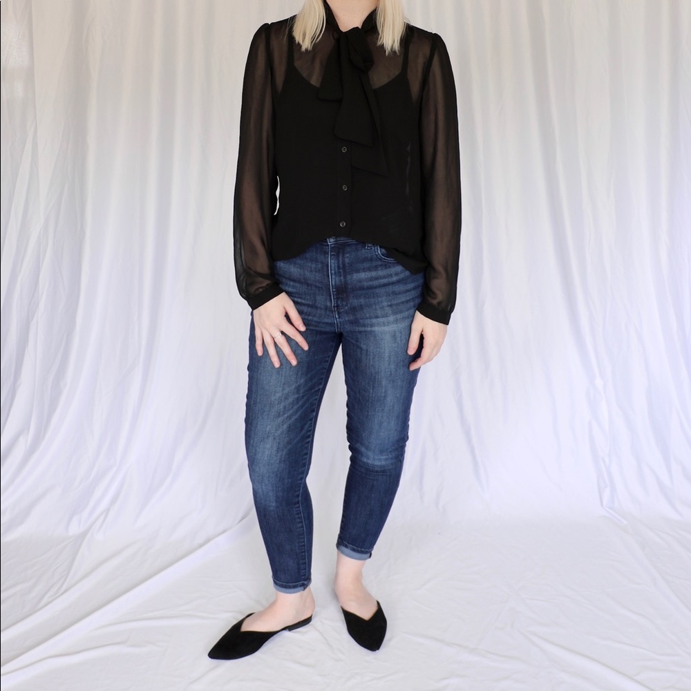 American Apparel Chiffon Bow Neck Blouse - Picture 2 of 8